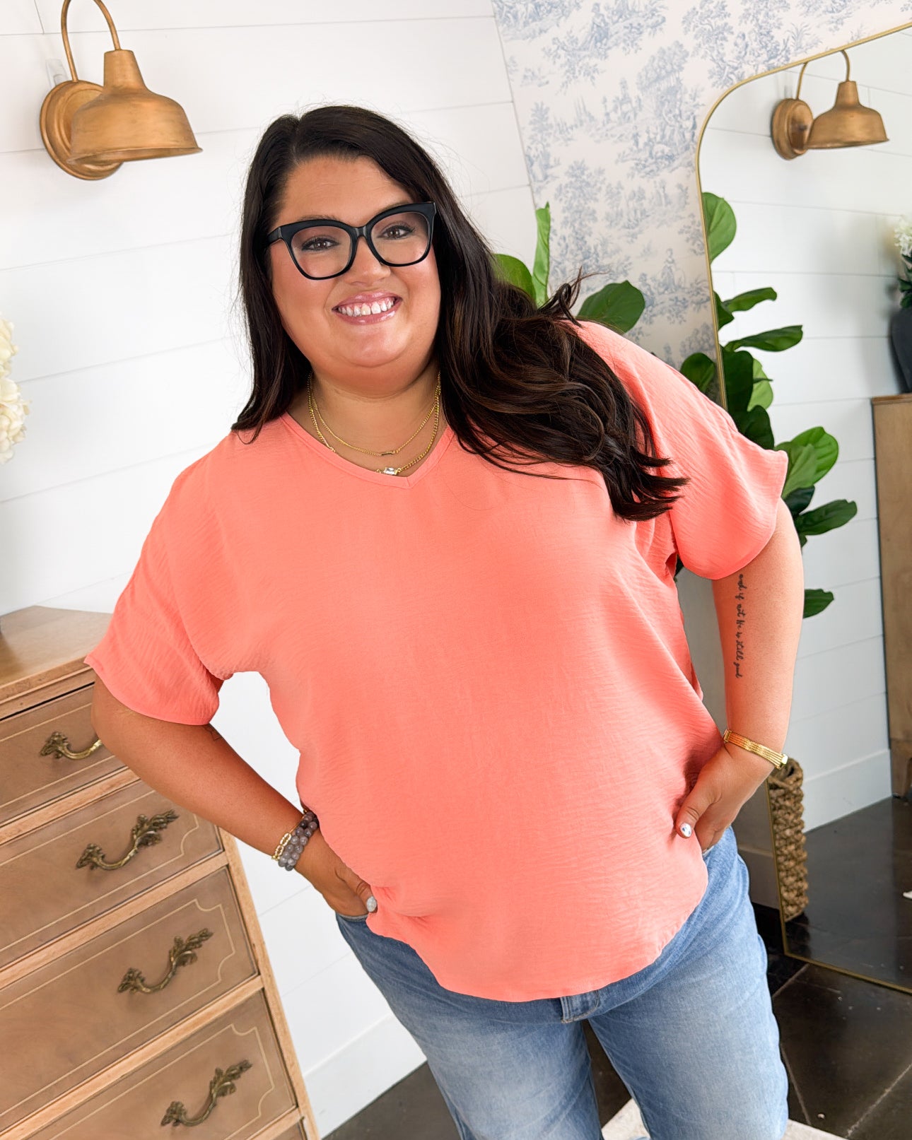 Sweet Simplicity Crinkle Knit Dolman Blouse
