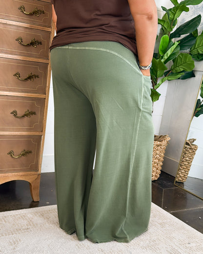 Soho Weekend Washed French Terry Palazzo Pants