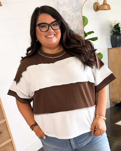 All About Town French Terry Color Block Top
