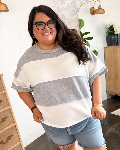 All About Town French Terry Color Block Top