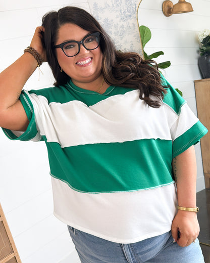 All About Town French Terry Color Block Top