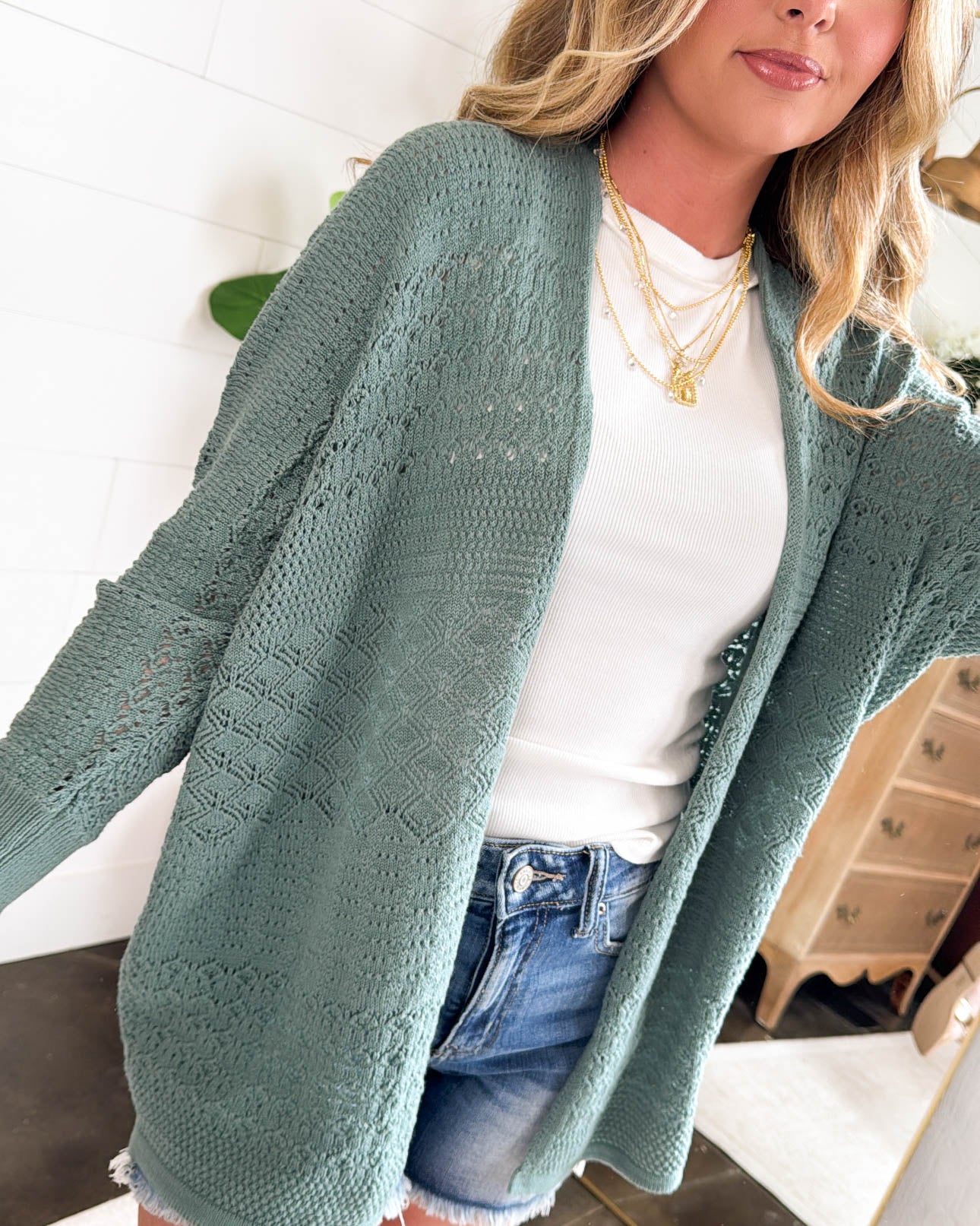 Boho Charm Crocheted Open Front Cardigan
