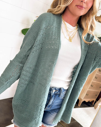 Boho Charm Crocheted Open Front Cardigan