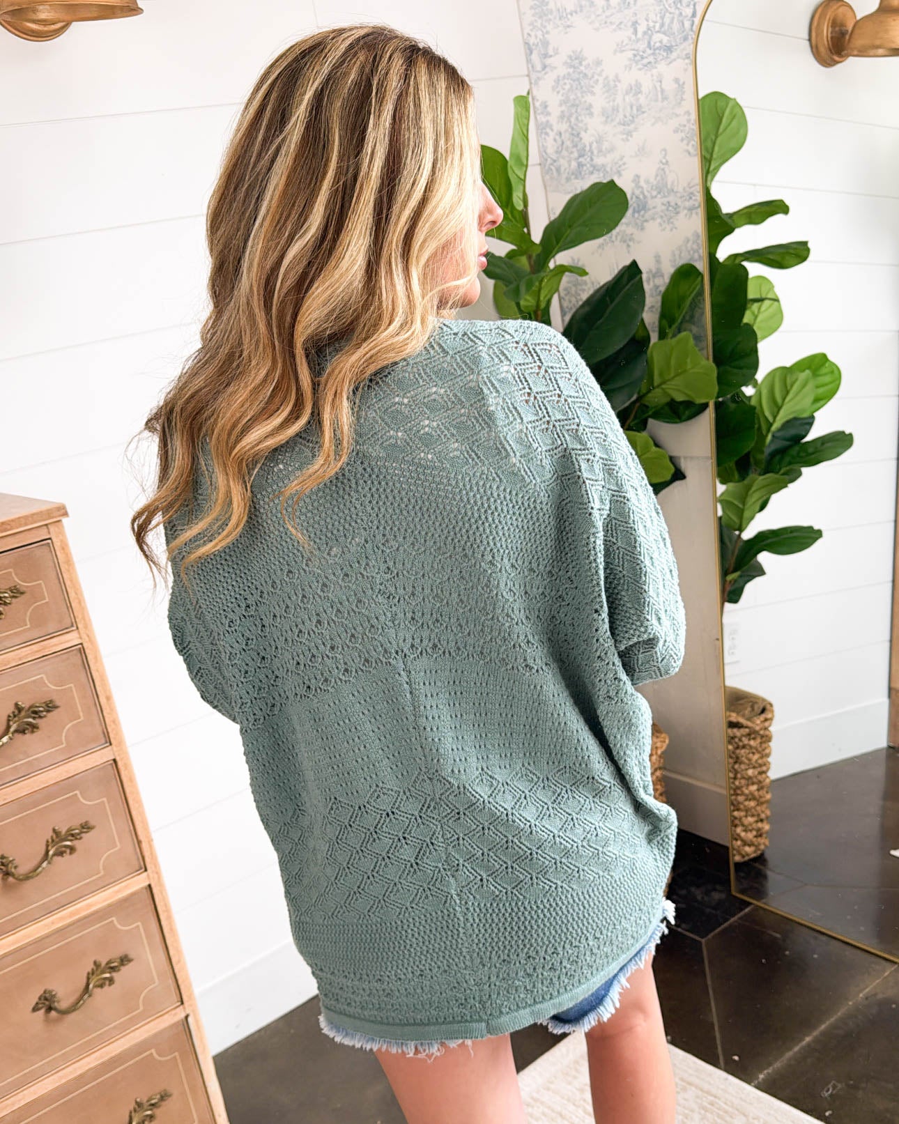 Boho Charm Crocheted Open Front Cardigan