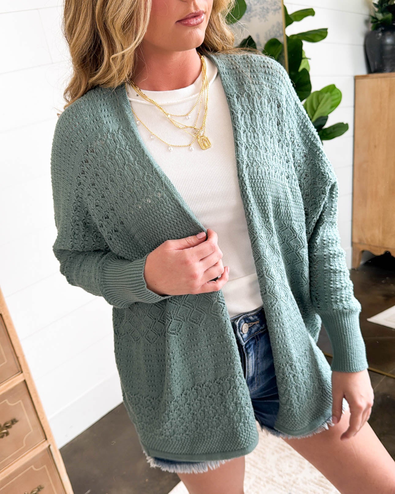 Boho Charm Crocheted Open Front Cardigan