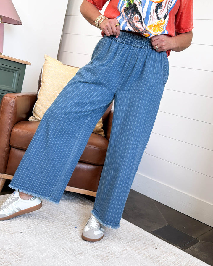 Seaside Bristo Striped Crop Wide Leg Pants
