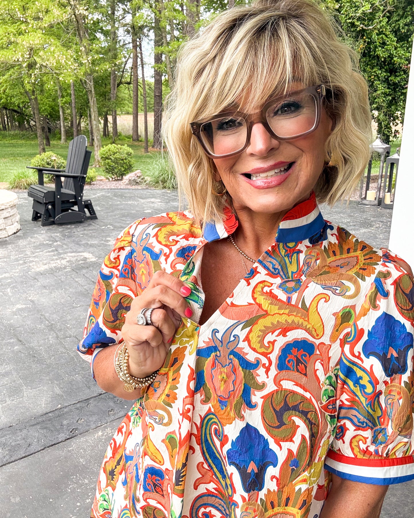 Blooming Whimsy Floral Contrast Trim Top