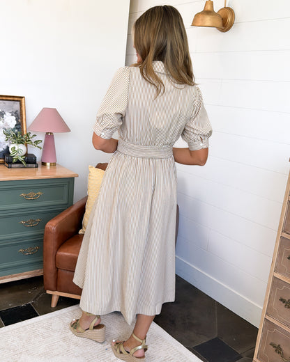 Meet Me Seaside Striped Zip Up Midi Dress