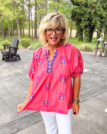 Much Fanfare Floral Embroidered Top