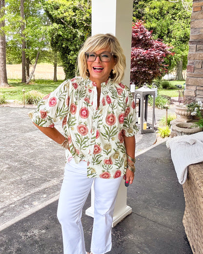 Lost In Love Floral Smocked Yoke Top