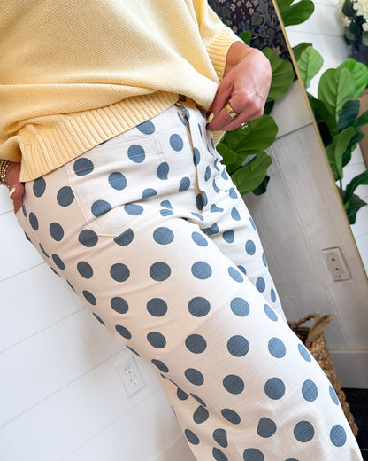 Playful Classic Polka Dot Crop Wide Leg Pants