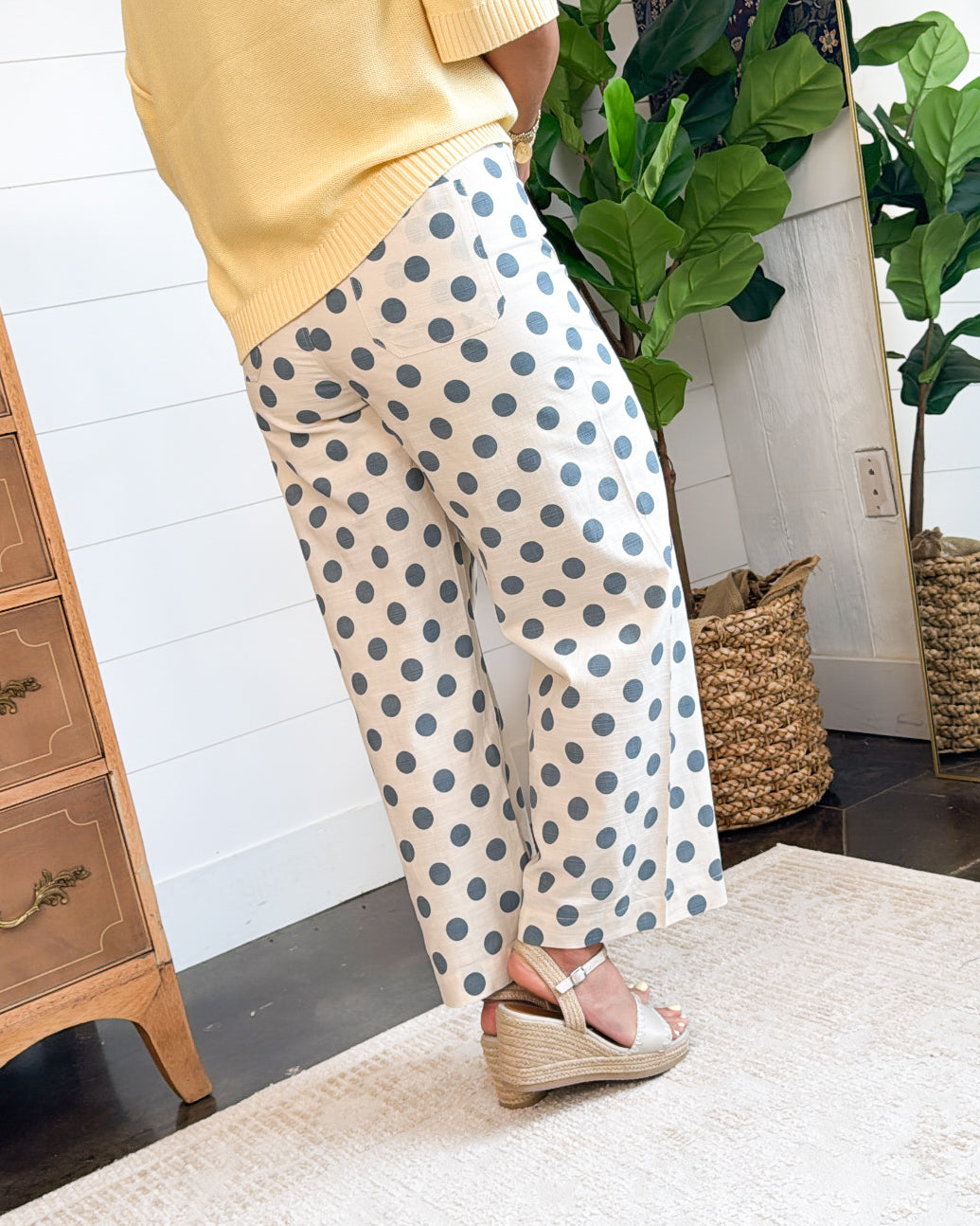 Playful Classic Polka Dot Crop Wide Leg Pants