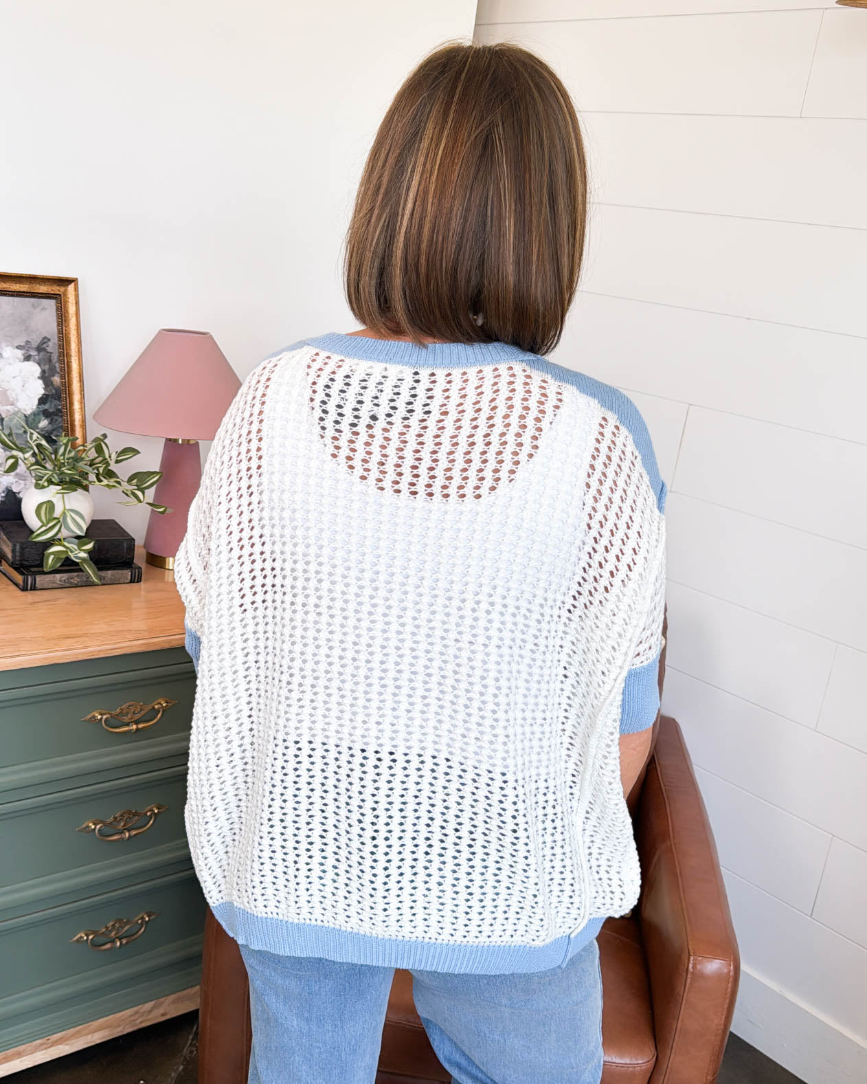 Catch Of The Day Open Knit Keyhole Sweater