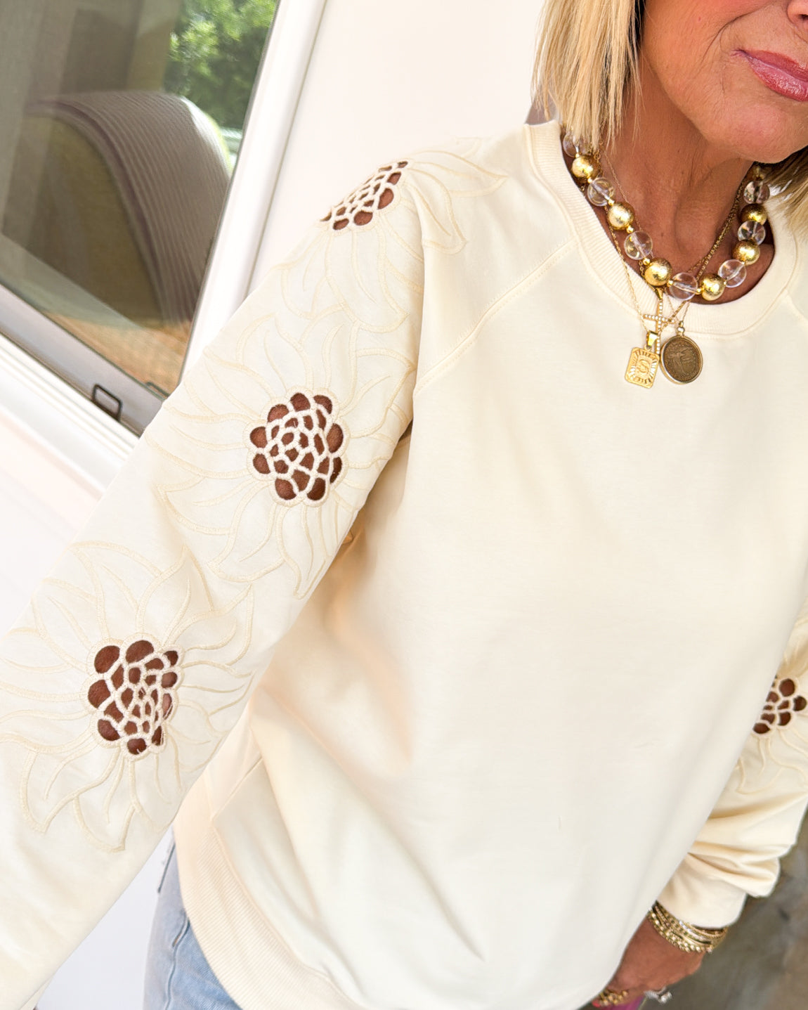 Summertime Charm Embroidered Raglan Sleeve Top
