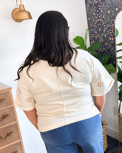 Sweet Harmony Floral Eyelet Sleeve Top