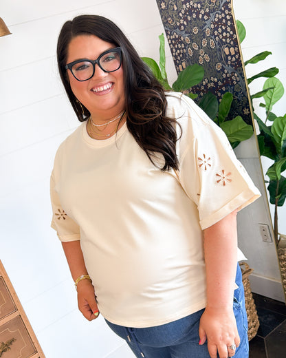 Sweet Harmony Floral Eyelet Sleeve Top