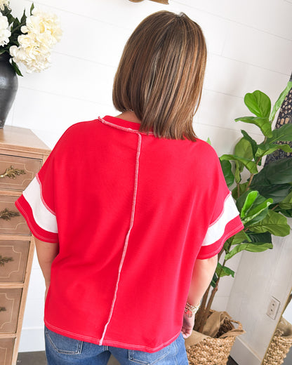 On The Sideline Striped French Terry Top