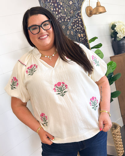 Amour In Bloom Floral Embroidered Blouse