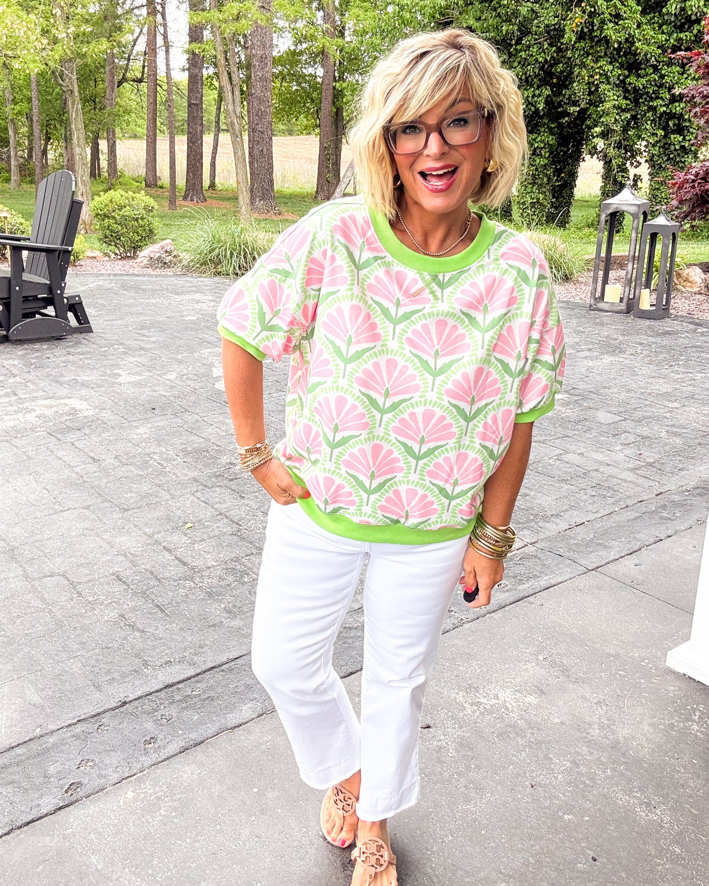 Fan Favorite Floral French Terry Top
