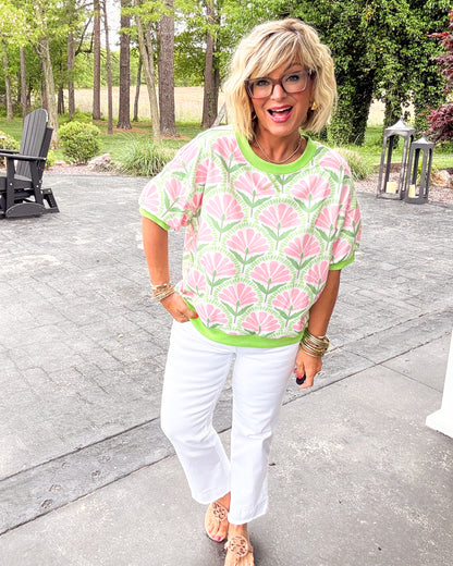 Fan Favorite Floral French Terry Top