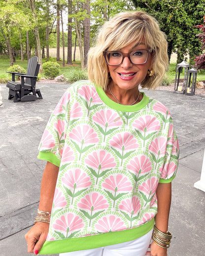 Fan Favorite Floral French Terry Top