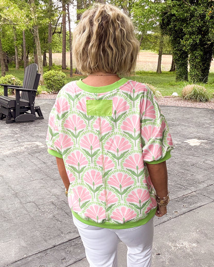 Fan Favorite Floral French Terry Top