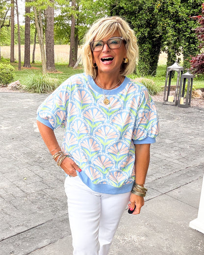 Fan Favorite Floral French Terry Top