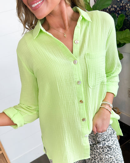 Le Celia Gauze Knit Tab Sleeve Shirt