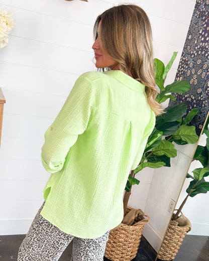 Le Celia Gauze Knit Tab Sleeve Shirt