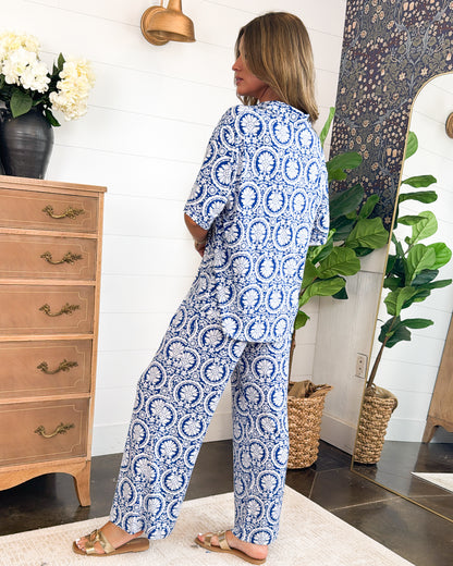 Ocean Tide Medallion Top + Pants Resort Wear Set