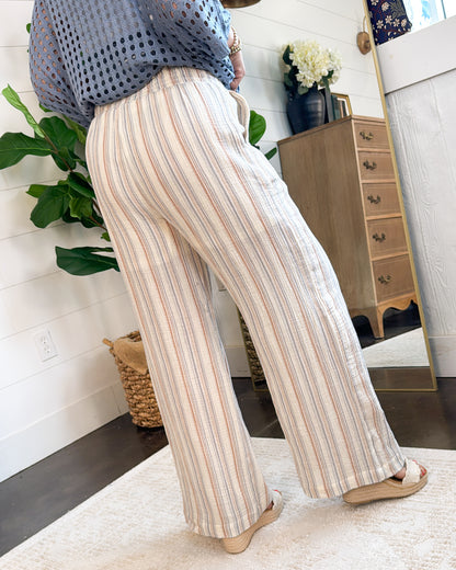 Rising Tide Striped Gauze Knit Wide Leg Pants