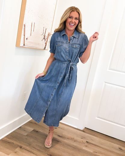Always A Classic Tencel Midi Shirt Dress