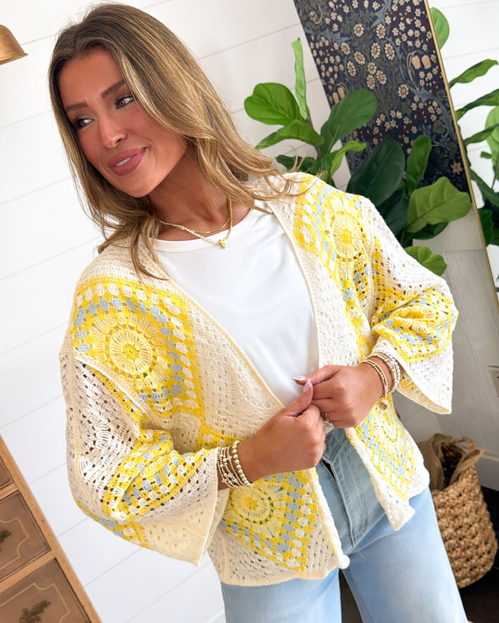 Willow Grace Crocheted Patchwork Cardigan