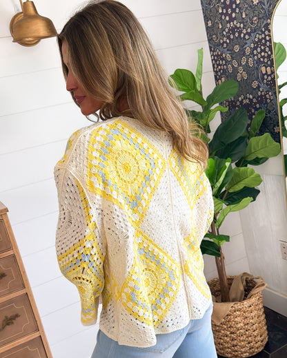 Willow Grace Crocheted Patchwork Cardigan
