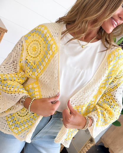 Willow Grace Crocheted Patchwork Cardigan