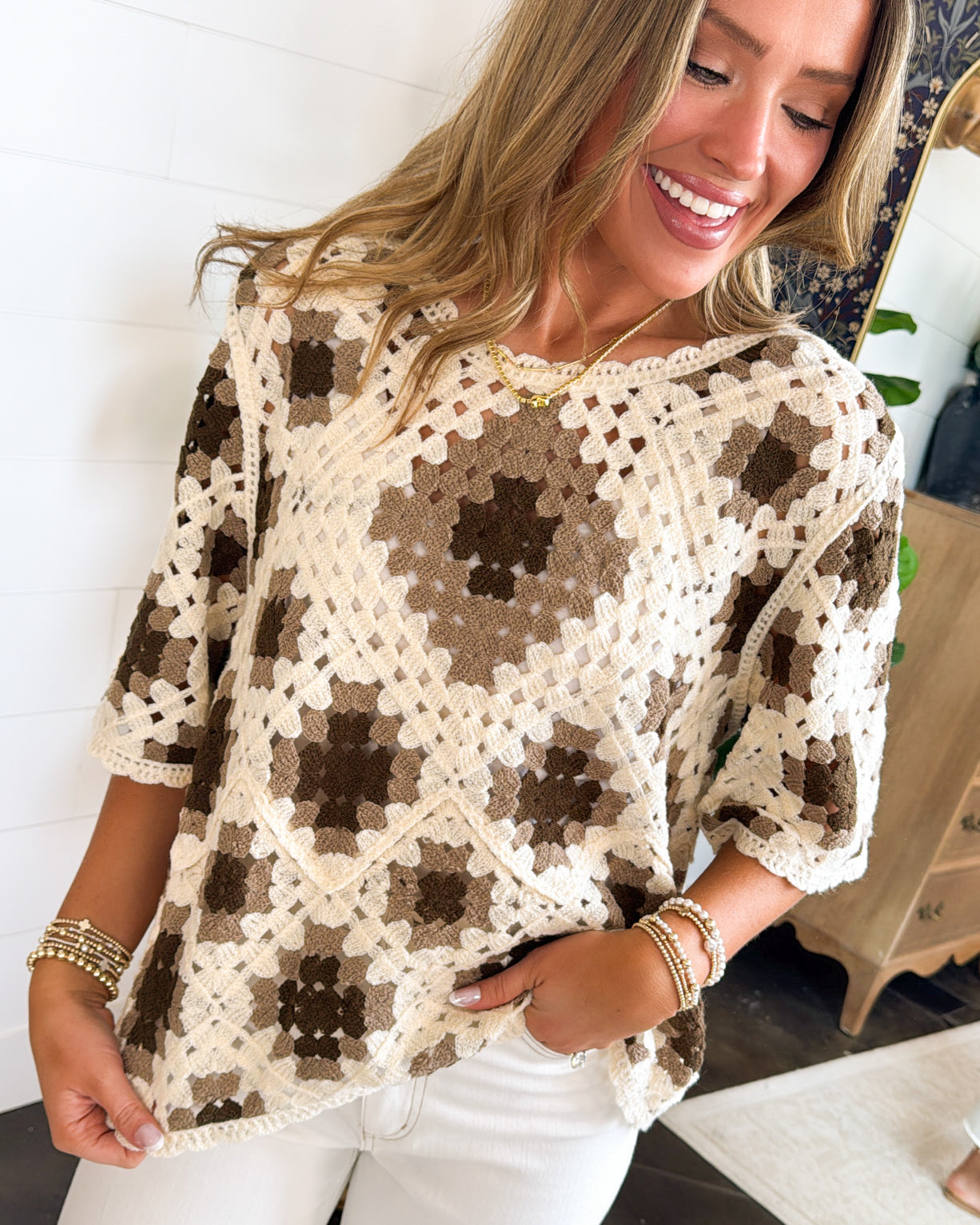 Maude Love Crocheted Patchwork Sweater