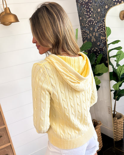 Sunflower Fields Cable Knit Zip Up Hooded Cardigan