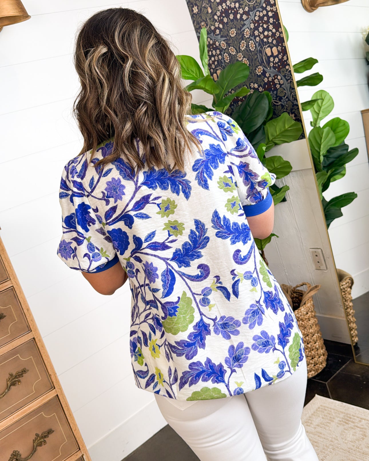 Wallflower Floral Mandarin Collar Blouse