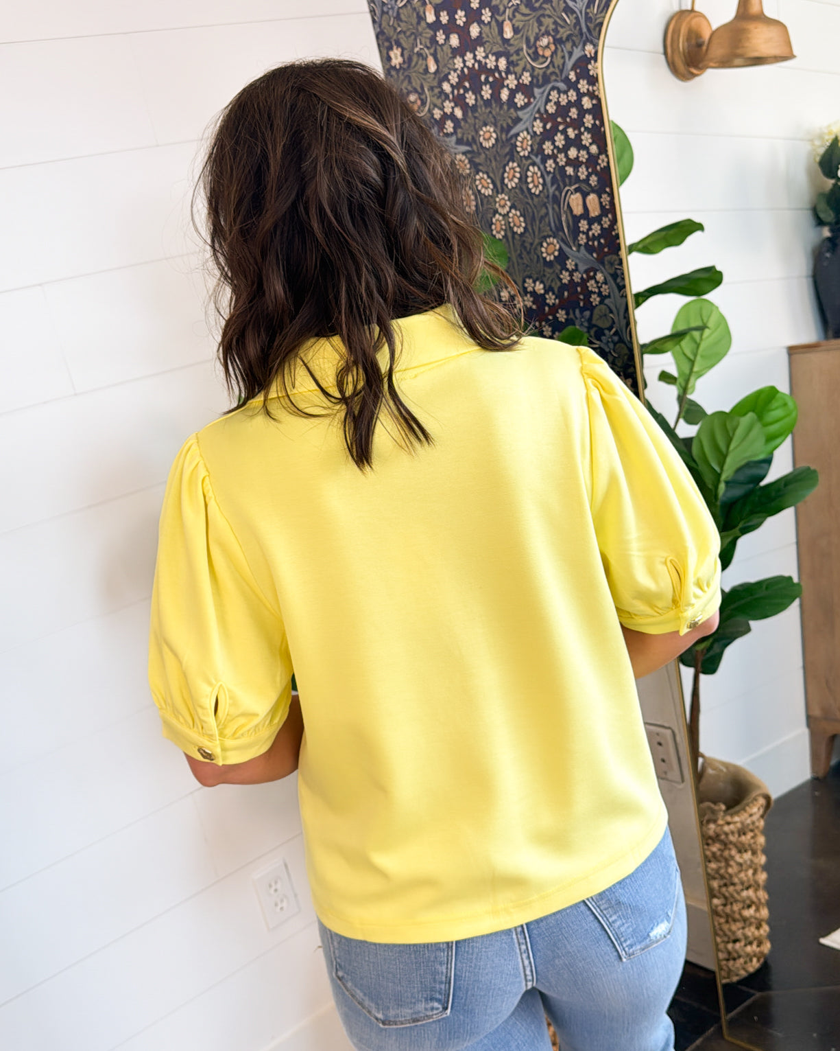 The Alessia Gold Button Collared Knit Top