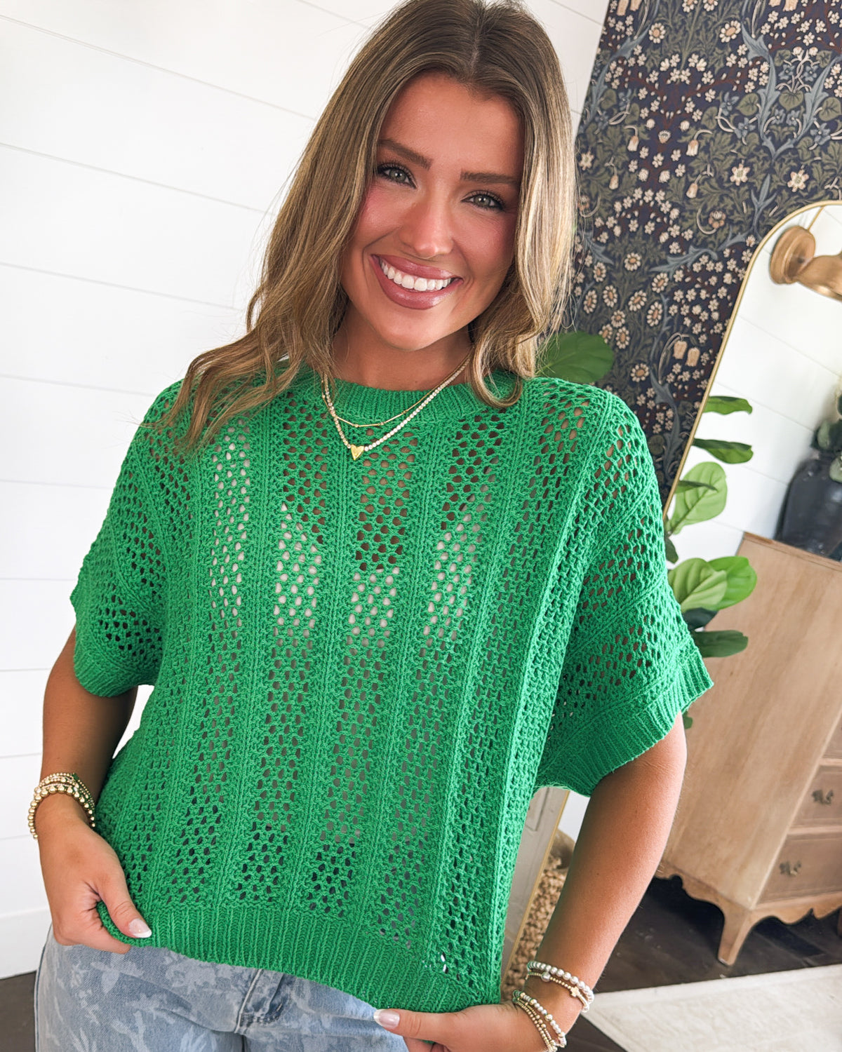 Picnic Party Open Knit Dolman Sweater