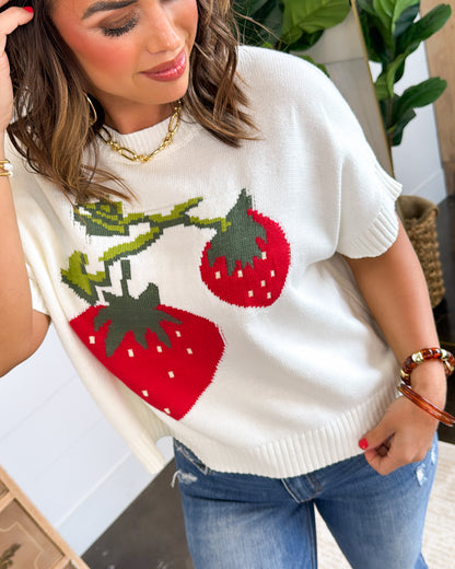 Fresh From The Vine Strawberry Knit Sweater