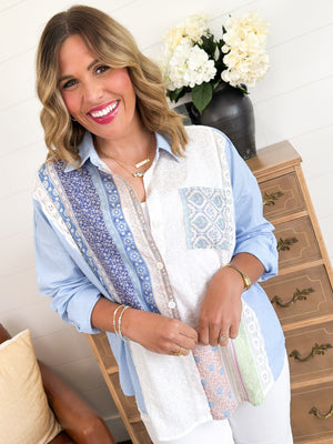 Gypsy Skies Floral Border Lace Detail Shirt
