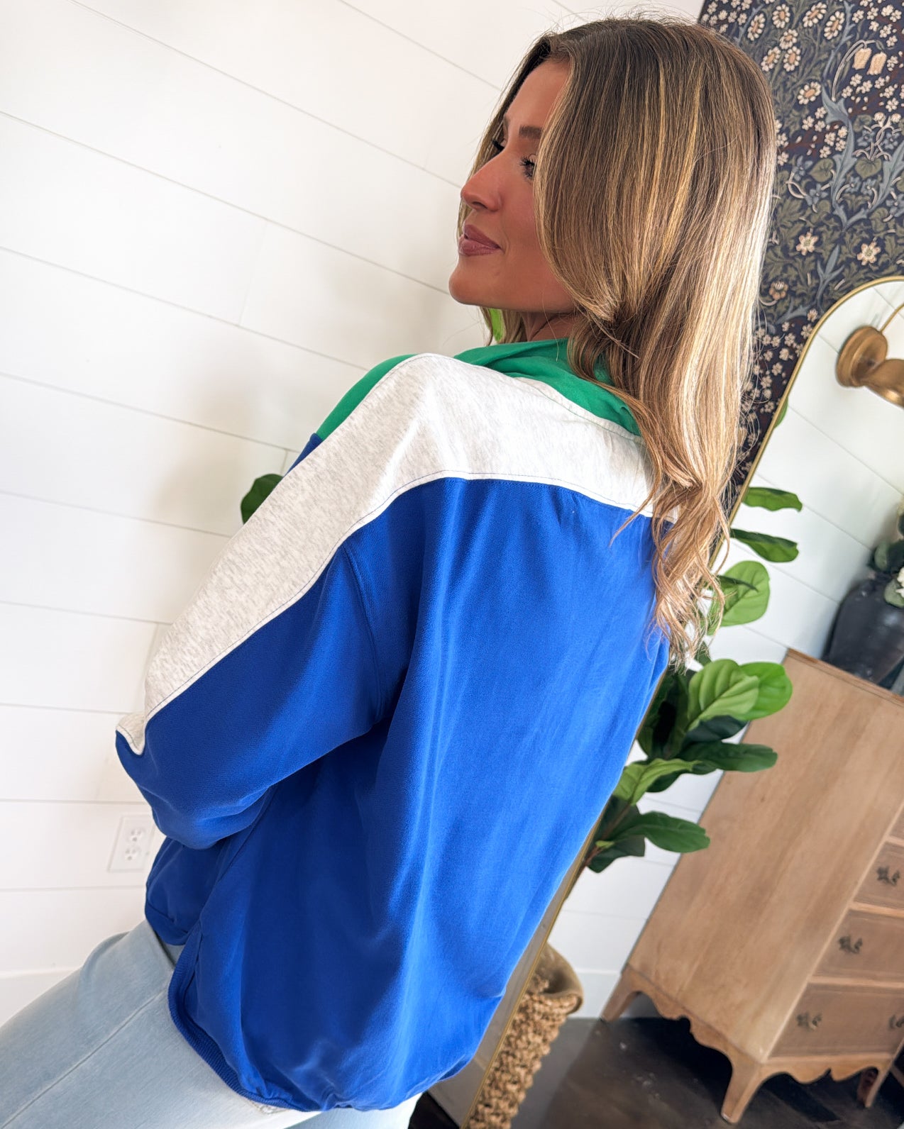 League Of My Own Color Block Half Zip Pullover