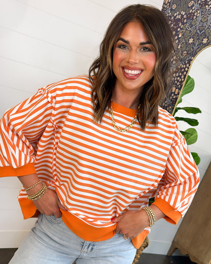 Soft Dusk Striped Drop Shoulder Top