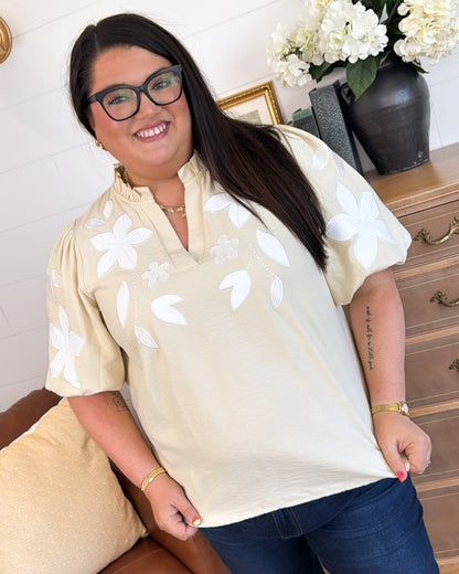 Favorite Song Floral Applique Top