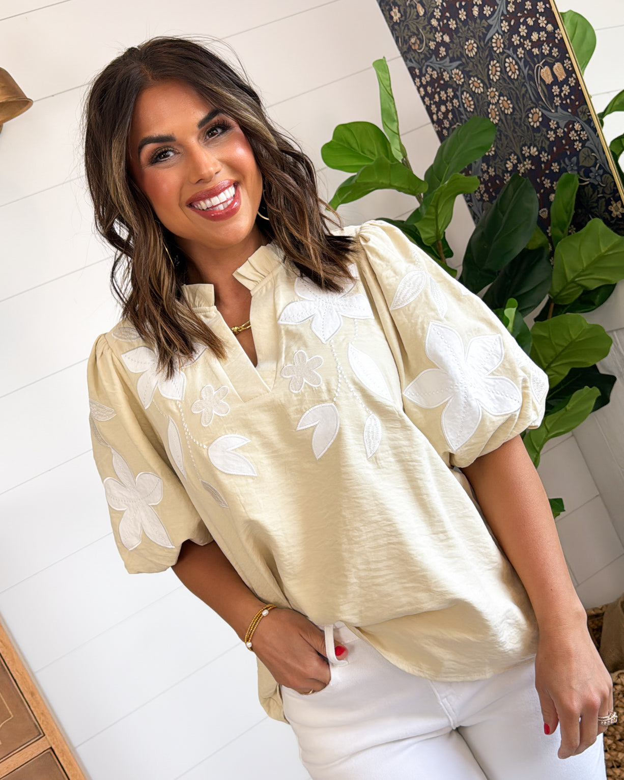 Favorite Song Floral Applique Top