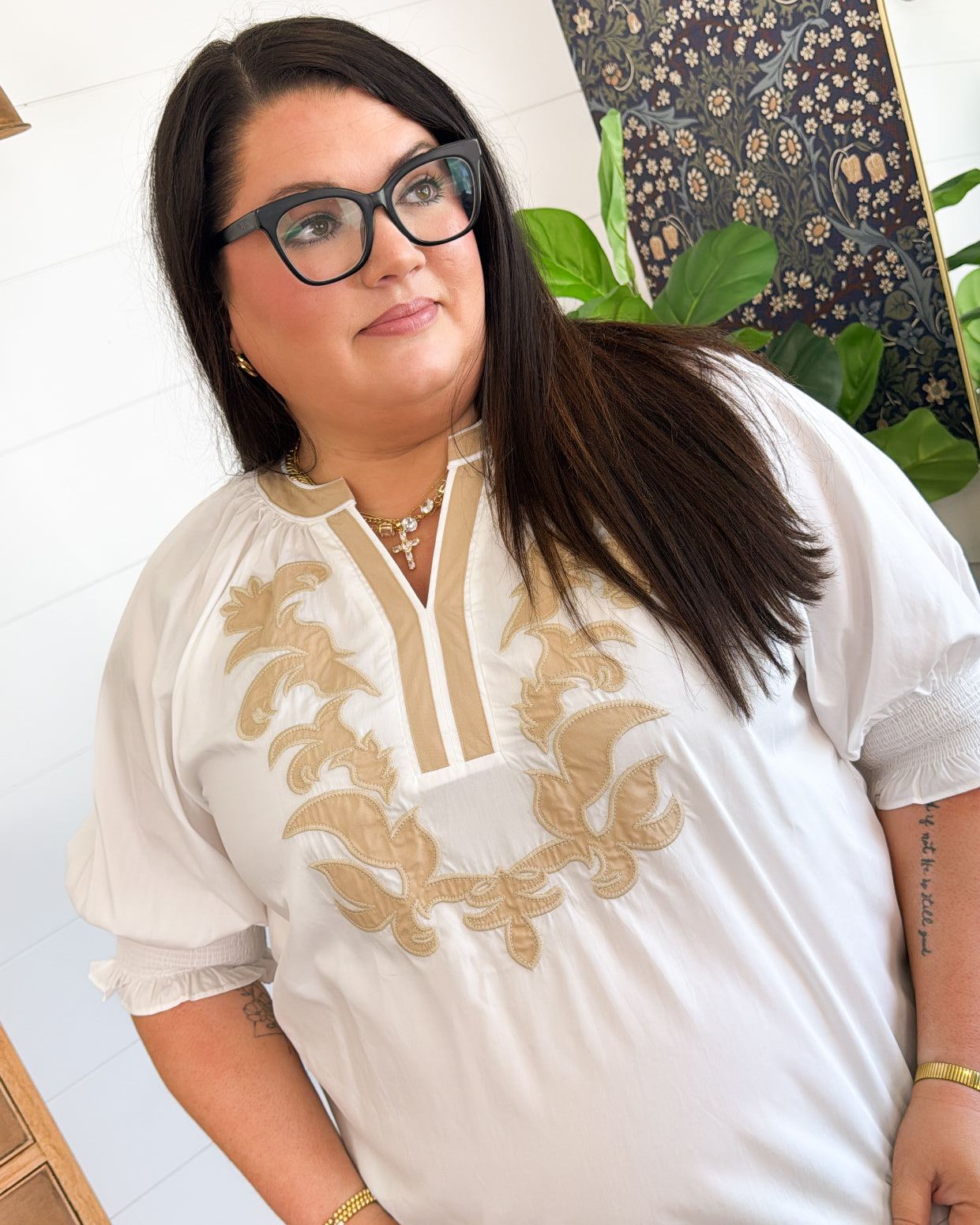 The Last Dance Embroidered Smocked Sleeve Blouse