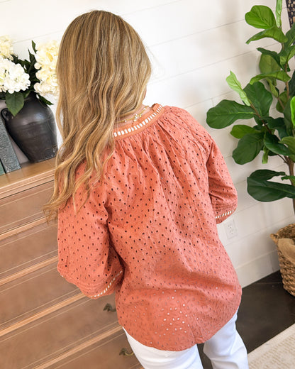 Romance In The Air Eyelet Lace Trim Top