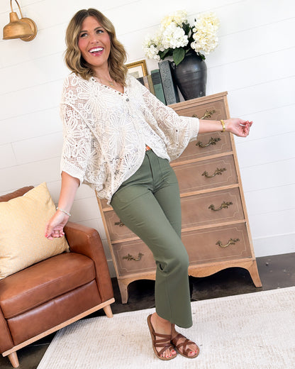 The Chaney Twill High Rise Crop Pants