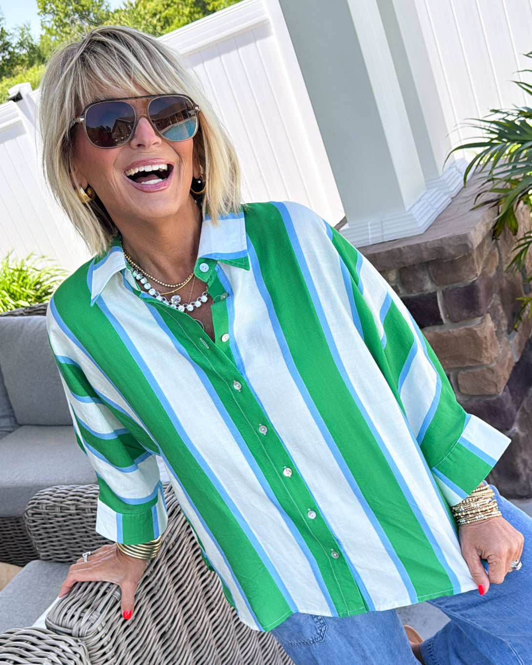 Neon Lights Striped Hi-Lo Shirt